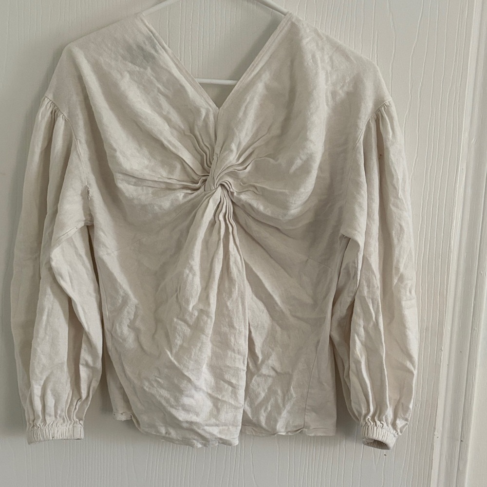 Zara Cream Gathered Front Blouse